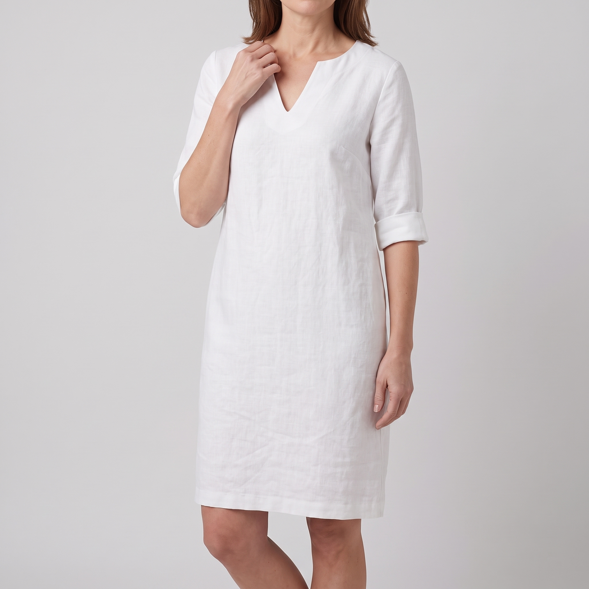 Harlow midi dress in white, front view