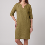 Harlow midi dress in olive, front view