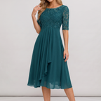 Giselle midi dress in turquoise, front view