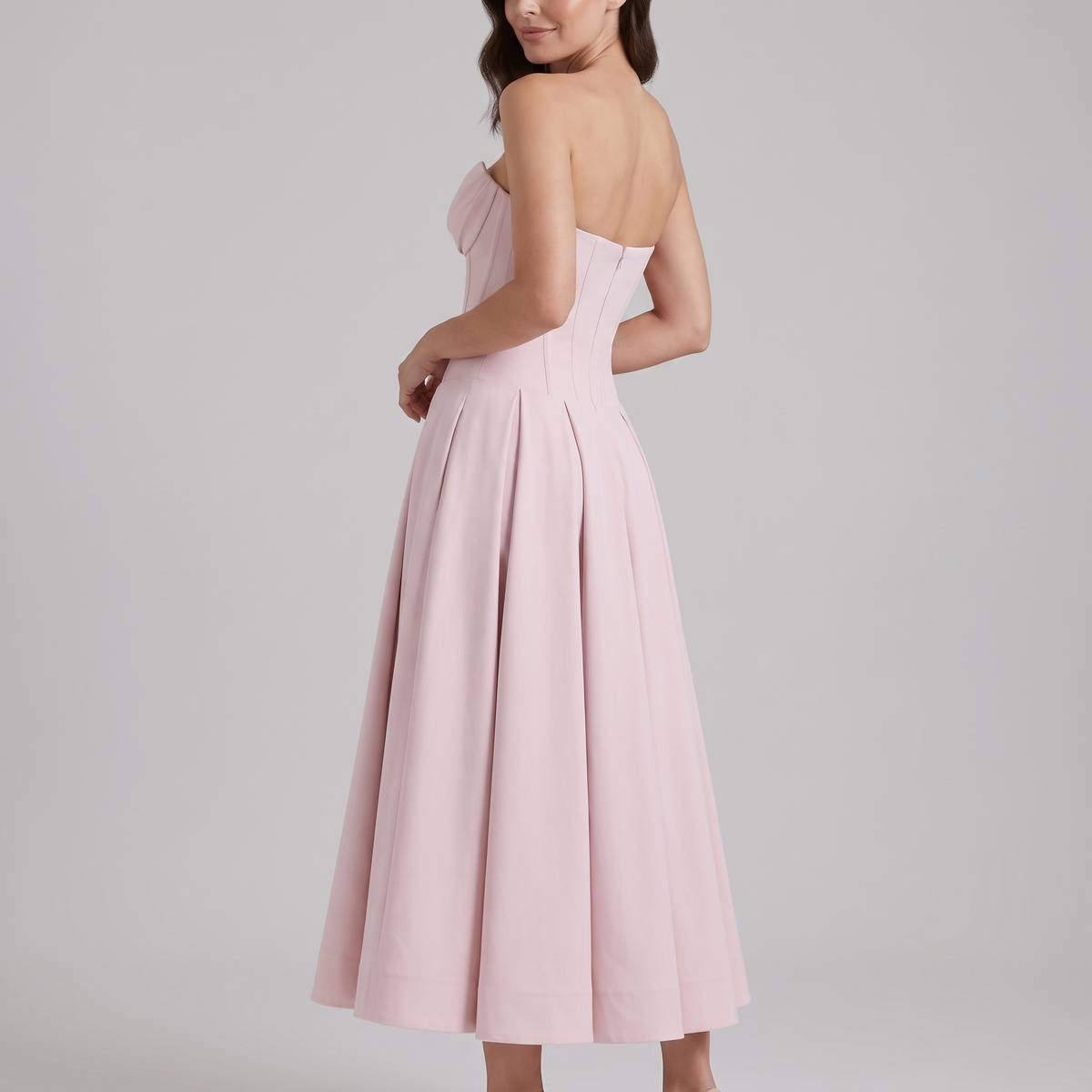 Imogen midi dress in pink, front view