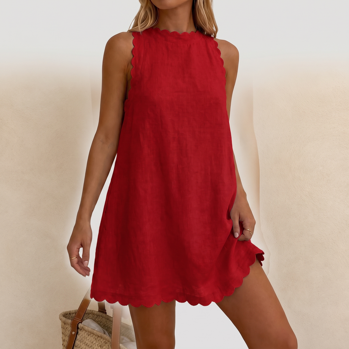 Isolde mini dress in red, front view