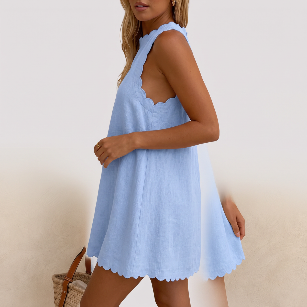 Isolde mini dress in blue, front view