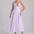Imogen midi dress in purple, front view