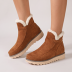 Gaia leather flats in chestnut brown, worn