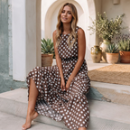 Edith sleeveless polka dot dress in green