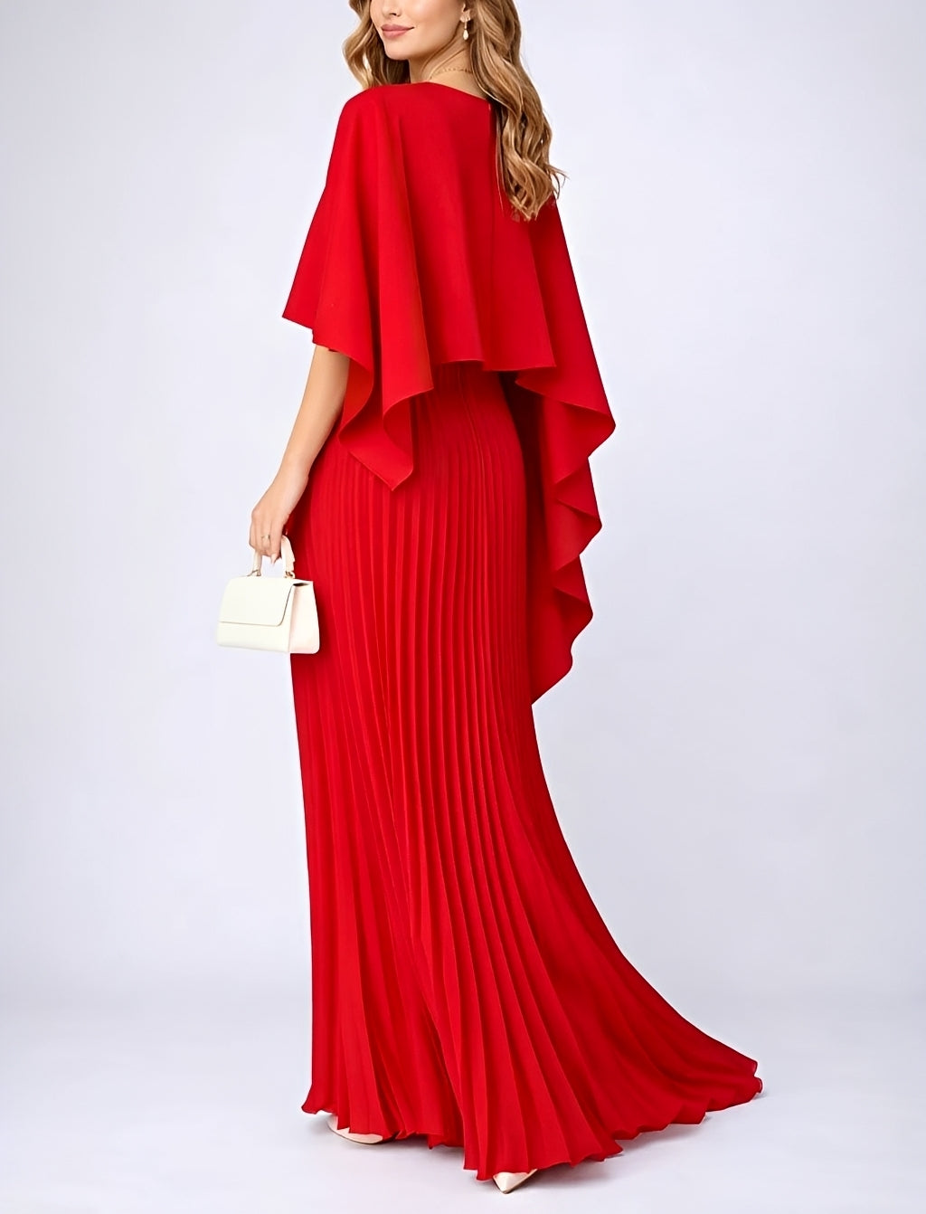 Zuzanna pleated chiffon maxi dress in beige