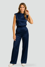 Romina sleeveless wide leg jumpsuit in burgundy