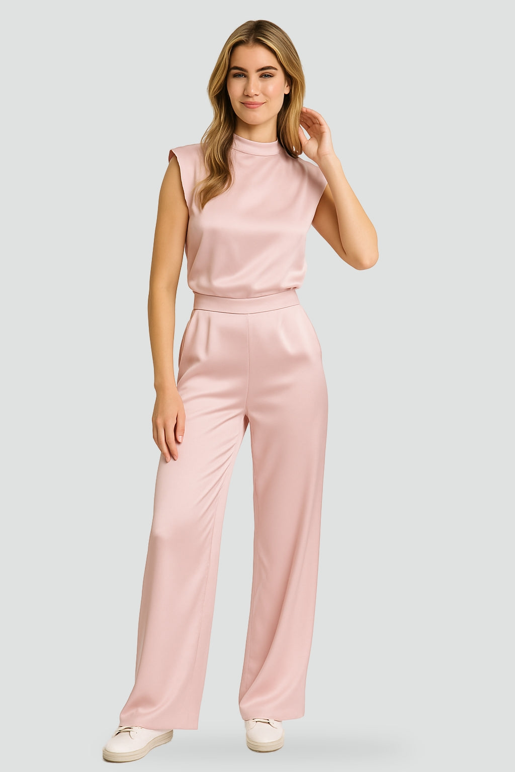 Romina sleeveless wide leg jumpsuit in black