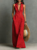 Marisol sleeveless linen maxi dress in red