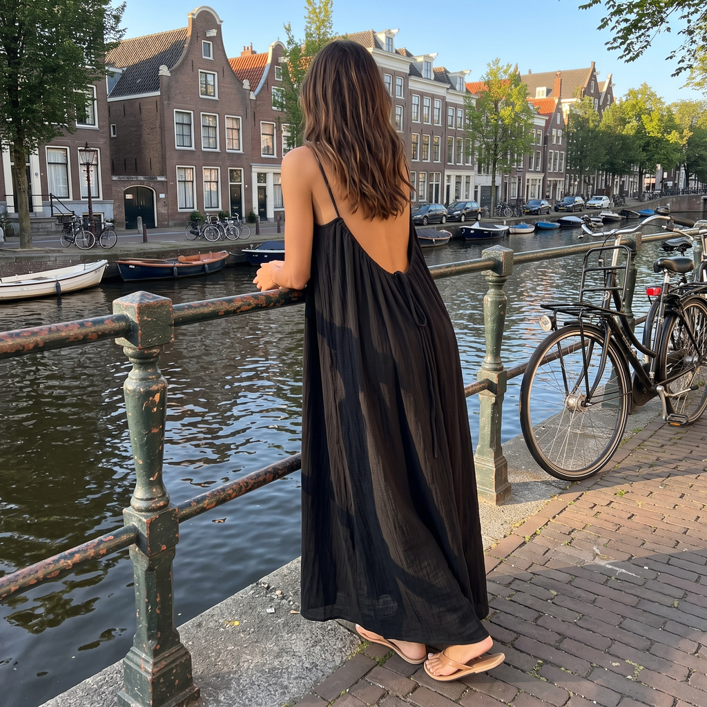 Hattie open back maxi dress